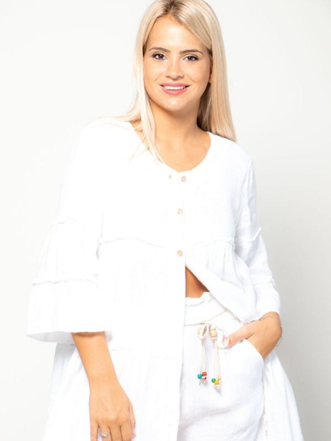 Camisero Botonero De Lino Blusas y Camisas Dine & Dance