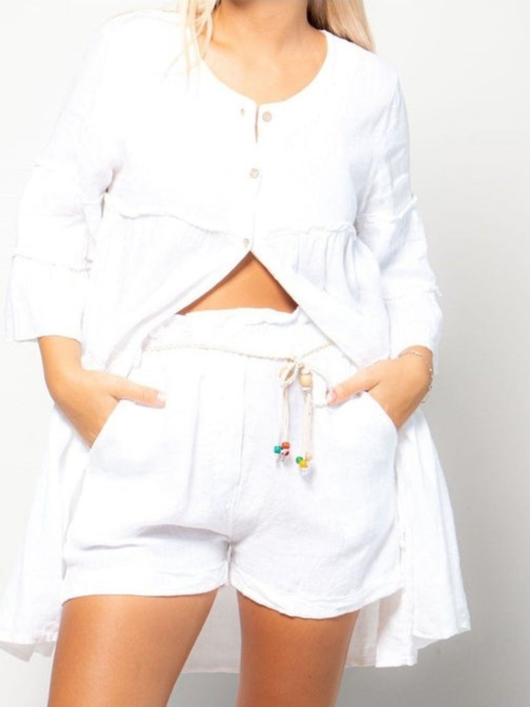 Camisero Botonero De Lino Blusas y Camisas Dine & Dance