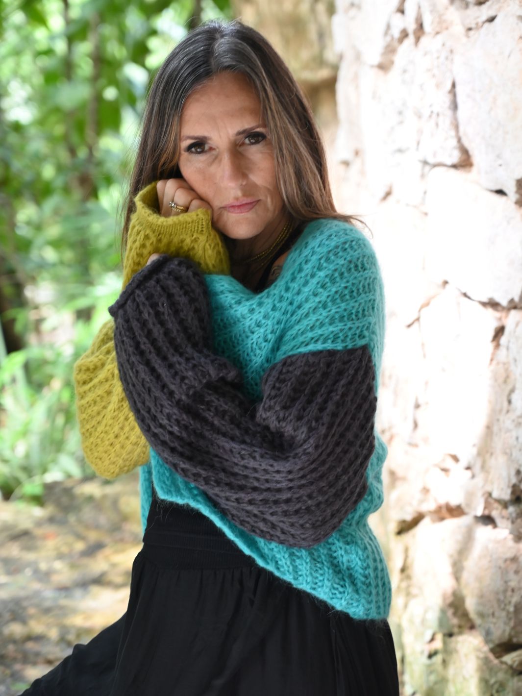 Cárdigan Dulce Tricolor Ponchos y Suéteres Dine & Dance