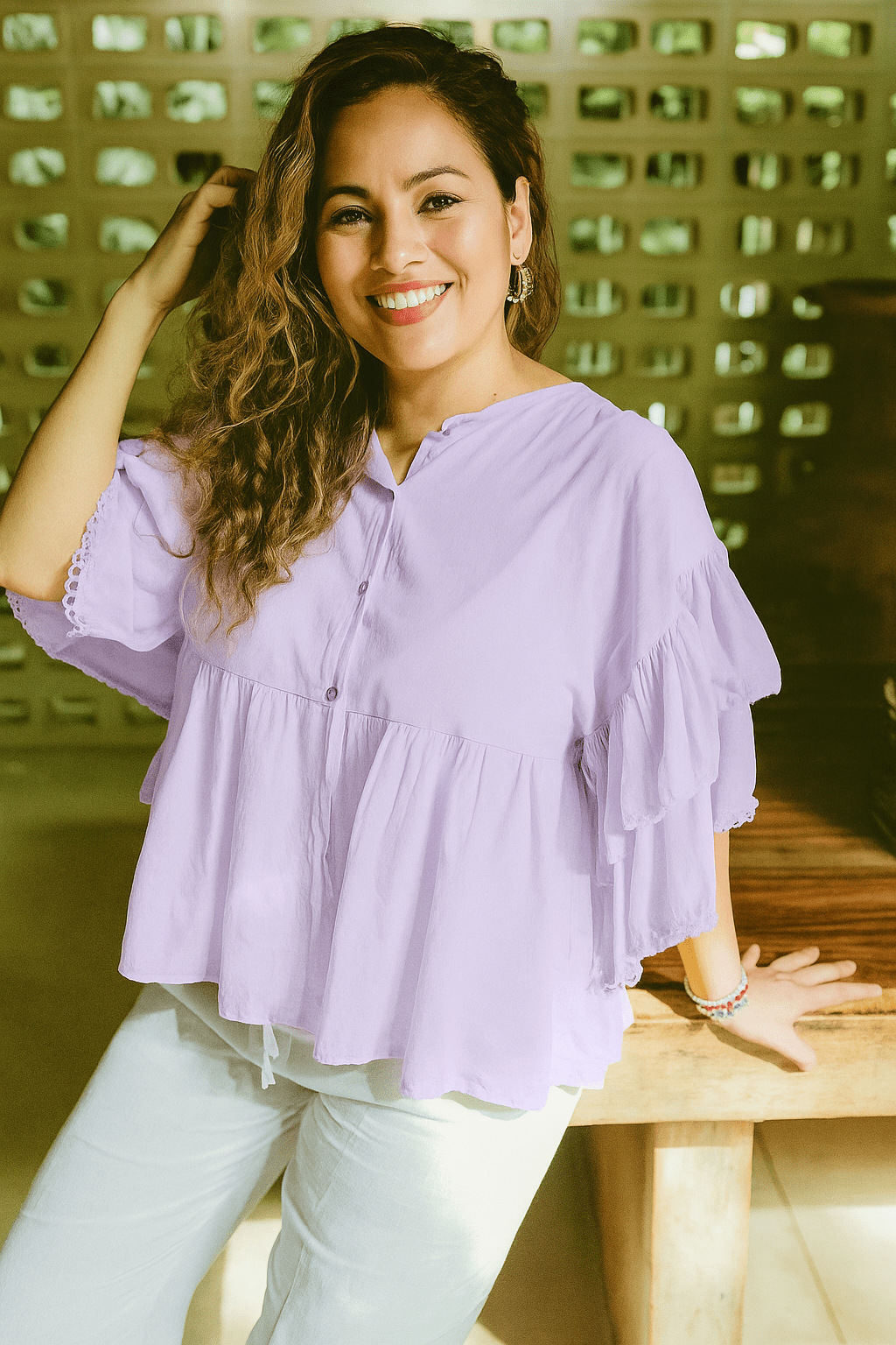 Blusa Paloma Con Volantes Blusas y Camisas Dine & Dance Lila