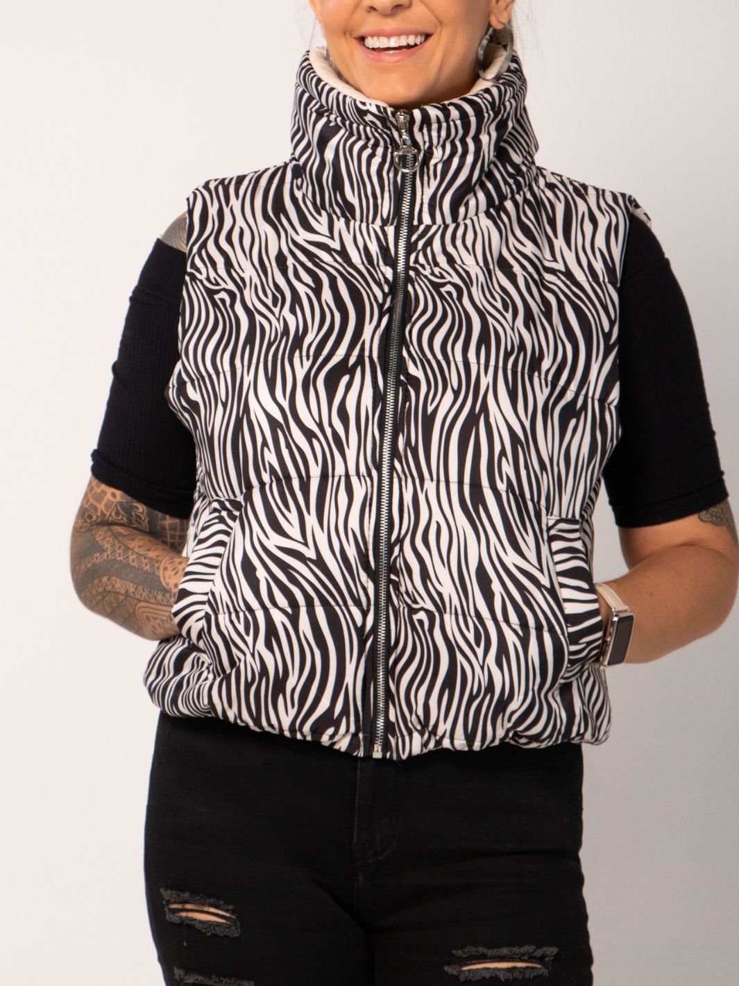 Gilet Puffer Zebra Glamour Abrigos y Chaquetas Dine & Dance