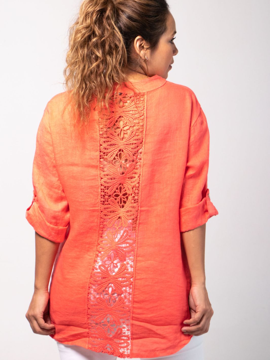 Camisa De Lino La Mexicana Blusas y Camisas Dine &amp; Dance Coral