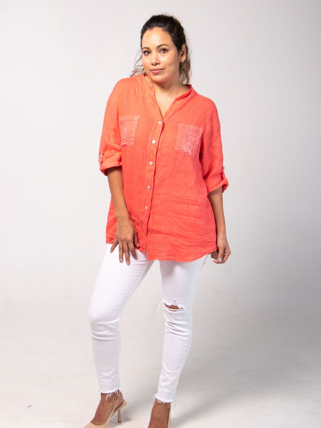 Camisa De Lino La Mexicana Blusas y Camisas Dine &amp; Dance 