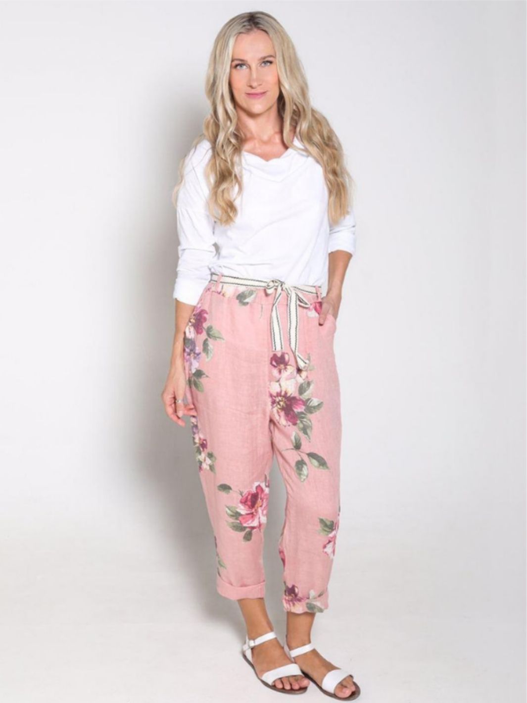 Pantalón De Lino Primavera Eterna Pantalones Dine &amp; Dance Rosa Palo