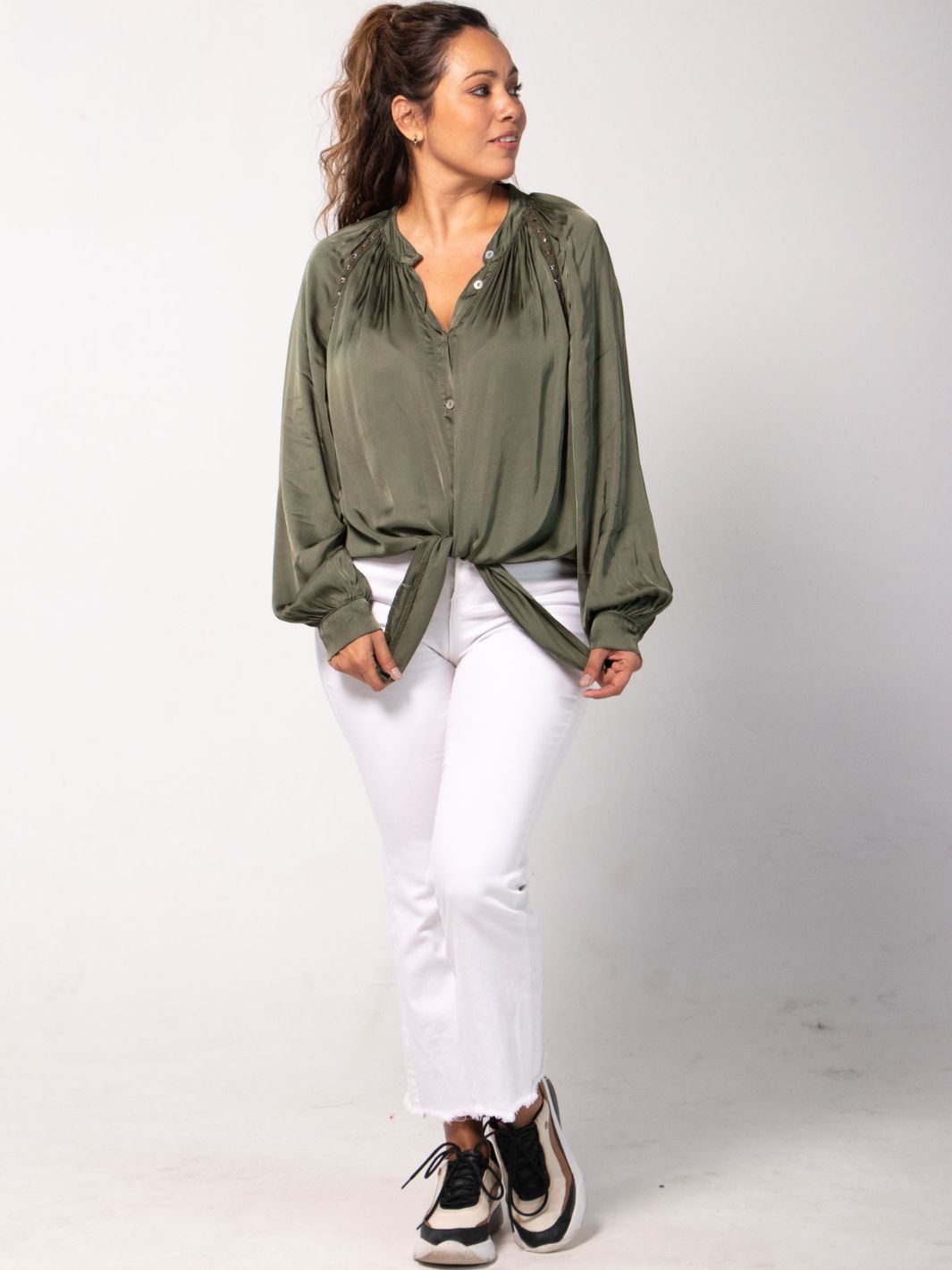 Blusa Rosa Chic Boho Blusas y Camisas Dine &amp; Dance Verde Olivo