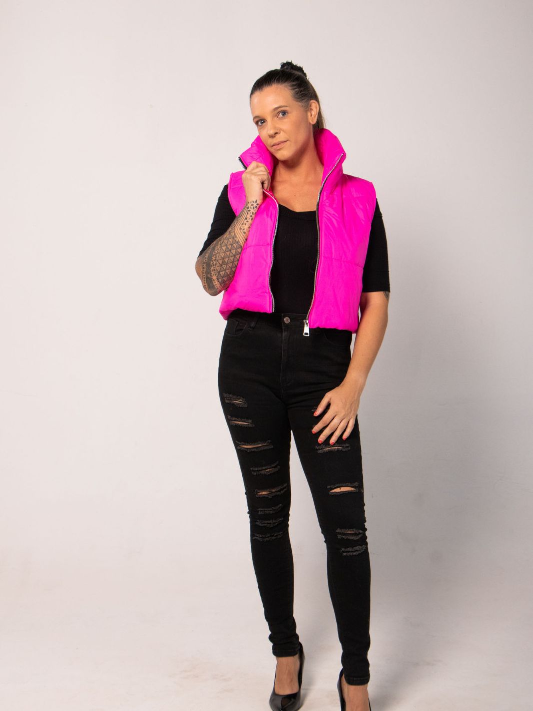 Gilet Puffer Destello De Color Abrigos y Chaquetas Dine &amp; Dance Fucsia