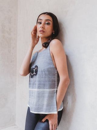 Blusa Corse Tribal De Algódon Blusas y Camisas Hammam Mil rayas gris