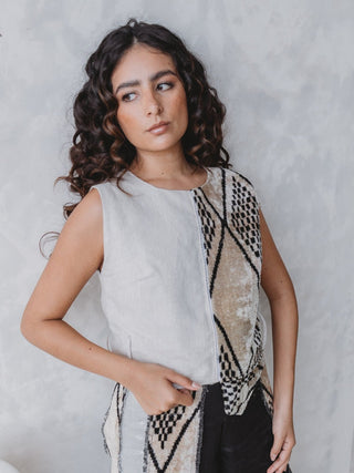 Blusa Nemrut Sirocco De LIno Blusas y Camisas Hammam Hueso