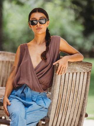 Blusa Ofelia de Algodón Blusas y Camisas Abacá Marrón Terroso