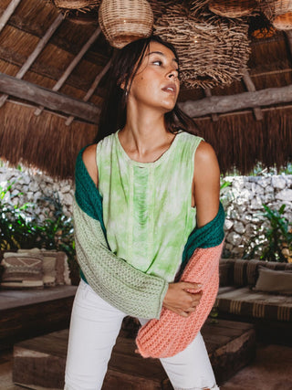 Cárdigan Dulce Tricolor Ponchos y Suéteres Dine & Dance