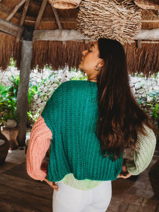 Cárdigan Dulce Tricolor Ponchos y Suéteres Dine & Dance