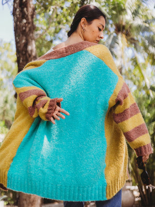 Cárdigan Largo Tejido Arcoíris Ponchos y Suéteres Dine & Dance