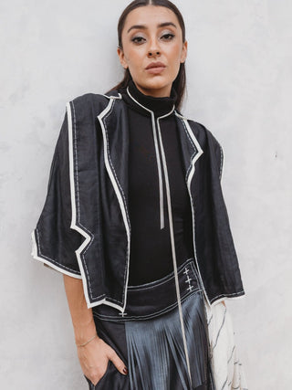 Chaqueta Tepalcate Lino Corta Abrigos y Chaquetas Hammam Negro