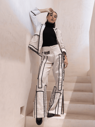 Chaqueta Tepalcate Lino Larga Abrigos y Chaquetas Hammam Hueso