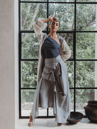 Falda Farf En Lino falda Hammam Gris