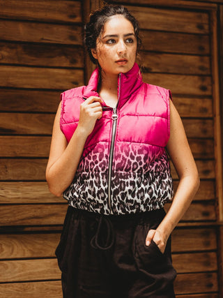Gilet Acolchado Animal Print Abrigos y Chaquetas Dine & Dance Magenta