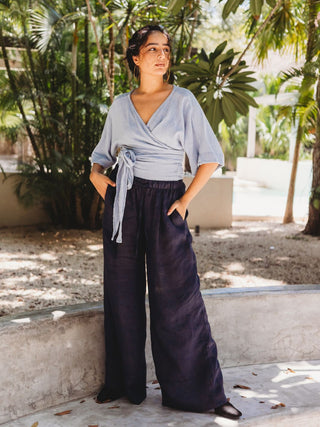 Pantalón Brisa Elegante Pantalones Dine & Dance Azul Marino