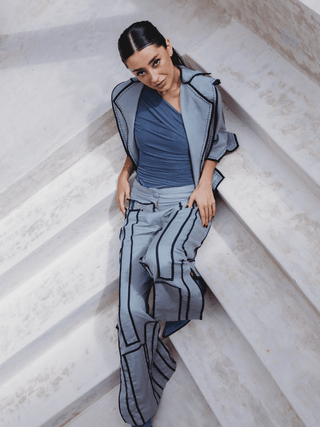 Pantalón Tepalcate Lino Pantalones Hammam Gris Azul