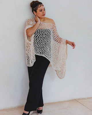 Poncho Tejido Costero Ponchos y Suéteres Dine & Dance
