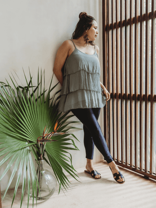 Top Flamenco De Seda Tops Dine & Dance Verde Olivo