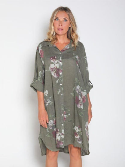 Vestido Camisero Jardín De Lino Vestidos Dine &amp; Dance