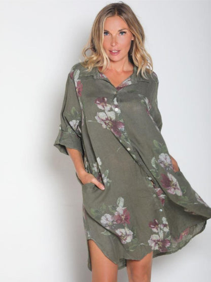 Vestido Camisero Jardín De Lino Vestidos Dine &amp; Dance Verde Olivo