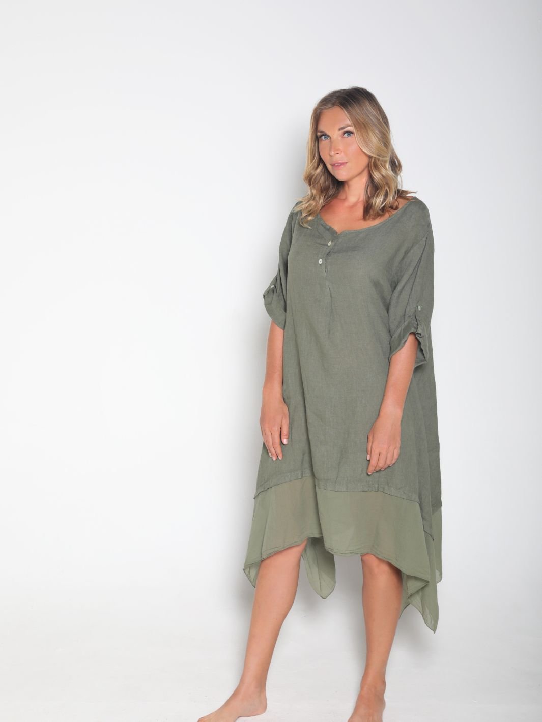 Vestido de Lino Brisa Tropical Vestidos Dine &amp; Dance