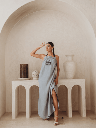 Vestido Halter En Lino Vestidos Hammam