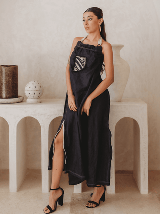 Vestido Halter En Lino Vestidos Hammam