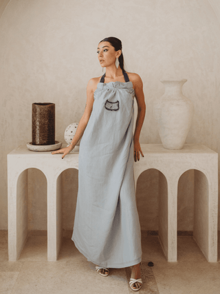 Vestido Halter En Lino Vestidos Hammam Gris