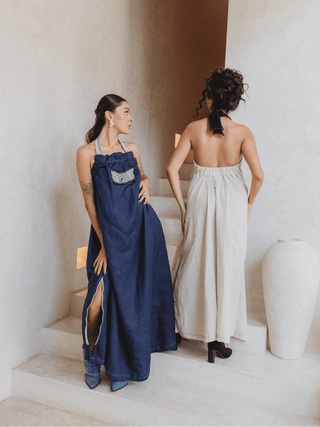 Vestido Halter En Lino - Kiki & Josie